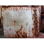 [TAUNTON INTEREST] A rare pictorial enamel sign for The Castle Hotel, Taunton, with dark orange