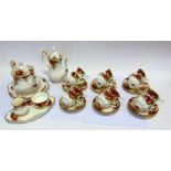 ROYAL ALBERT 'OLD COUNTRY ROSES': a six setting tea and coffee service comprising teapot, coffee