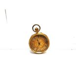 A FOB WATCH stamped '18k' with a gilt metal cuvette, sign J.W. Benson, housing a bar movement with