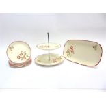 CROWN DEVON 'HARVEST POPPY' PATTERN: a sandwich set and a two-tier circular cakestand