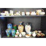 A LARGE COLLECTION OF ASSORTED DEVONWARE ITEMS, inlcuding a large Brannam Barum ware baluster vase