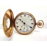 ANONYMOUS, A 9 CARAT GOLD HALF HUNTER POCKET WATCH Dennison case, Birmingham 1929, unsigned 15 jewel