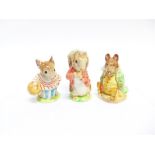 THREE BESWICK BEATRIX POTTER FIGURES, all with gold backstamps: 'Timmy Tiptoes', 'Mrs