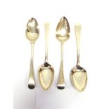 A COLLECTION OF FOUR ANTIQUE SILVER DESSERT SPOONS Old English pattern, monogrammed, 283g (9 troy