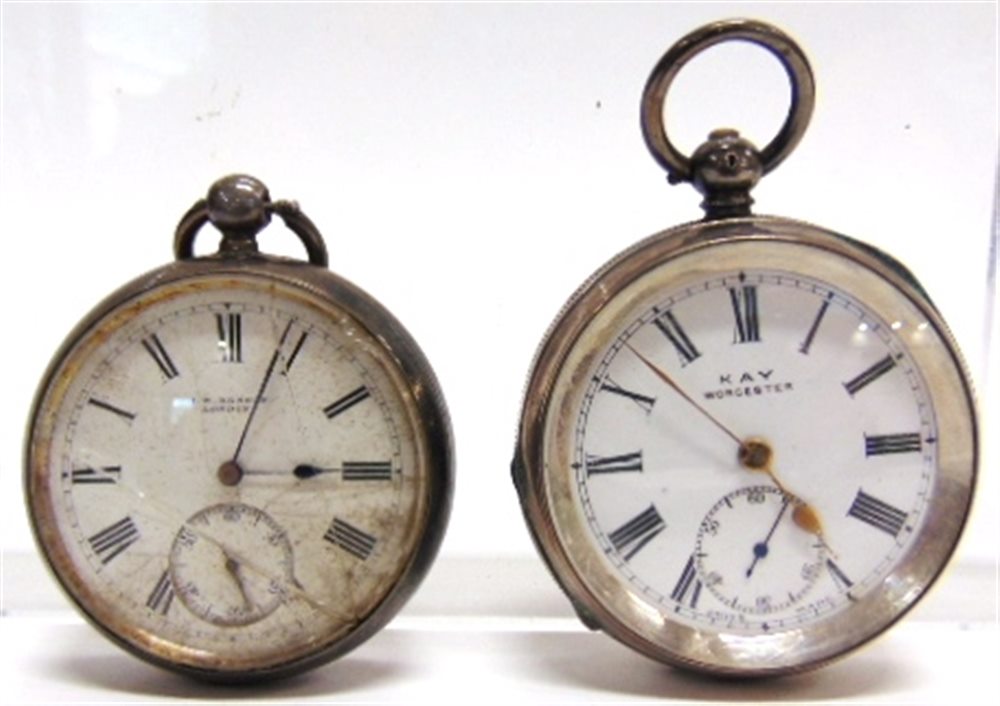 KAYS OF WORCESTER OPEN FACED POCKET WATCH in a Continental silver coloured case, stamped '935'; with