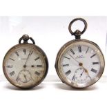 KAYS OF WORCESTER OPEN FACED POCKET WATCH in a Continental silver coloured case, stamped '935'; with