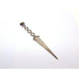 A SILVER LETTER OPENER London 1971, with a plaited handle with onyx cabochon, 20.3cm long, 46g