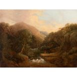 FOLLOWER OF WILLIAM FREDERICK WITHERINGTON Figures by an Upland Stream, oil on canvas, signed 'W.