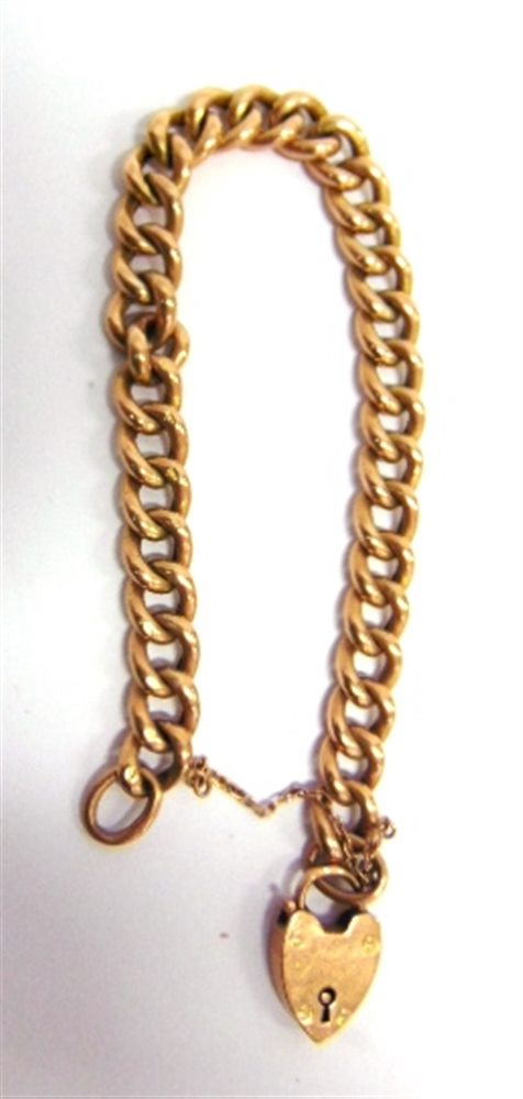 A BRACELET stamped '9c' to the hollow curb links, to a padlock clasp, 13g gross