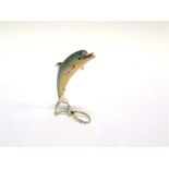 A SATURNO SILVER AND ENAMEL DOLPHIN, approximately 8cm high