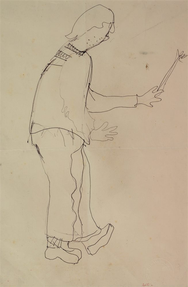 ROBERT O. LENKIEWICZ (BRITISH, 1941-2002) Portrait of a Man, pen and ink, studio blind-stamp lower