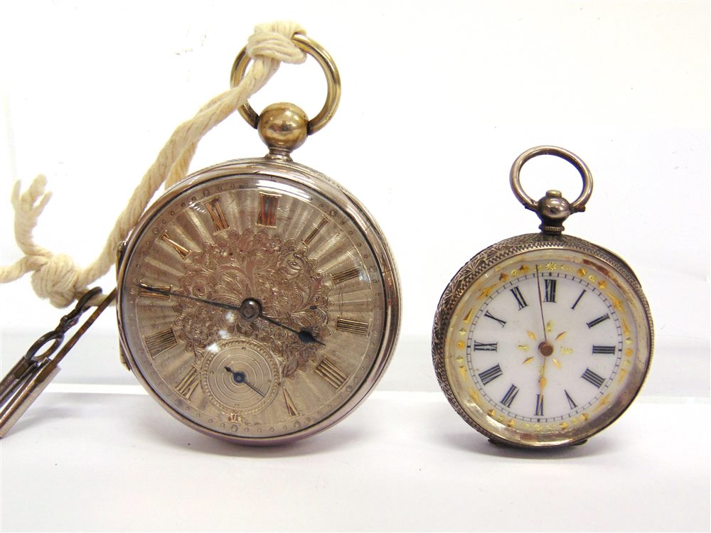 ANONYMOUS, A SILVER OPEN FACED KEY WOUND POCKET WATCH Birmingham 1838, the movement with diamond