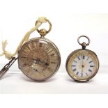 ANONYMOUS, A SILVER OPEN FACED KEY WOUND POCKET WATCH Birmingham 1838, the movement with diamond