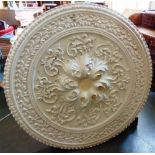 A LARGE ORNATE PLASTER CEILING ROSE 124cm diameter