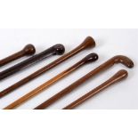 GREAT WAR AVIATION - A COLLECTION OF SIX MAHOGANY WALKING CANES each worked from propellers, some