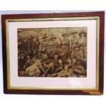 ANGLO-BOER WAR - A LARGE PHOTOGRAPHIC GROUP PORTRAIT 'OFFICER'S WITH BULL TERRIER MASCOT' from the