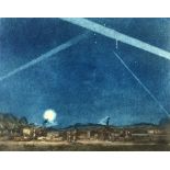 GREAT WAR - EDGAR L. PATTISON (1906 - 1935) 'AN AIR RAID' COLOURED ETCHING signed in pencil lower