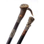 GREAT WAR - AN IMPERIAL GERMAN REGIMENTAL OFFICER'S WALKING CANE with a stag horn grip and applied
