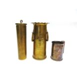 GREAT WAR - ROYAL FIELD ARTILLERY - A BRASS TRENCH ART 13 PDR. SHELL CASE modelled as a twin-handled