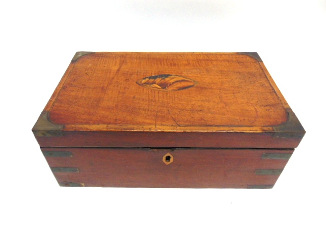 ANGLO-BOER WAR - COLONEL THORNLEY - AN EARLY 19TH CENTURY MAHOGANY BRASS BOUND WRITING BOX inlaid