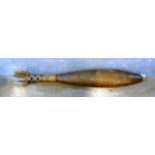 SECOND WORLD WAR - A LARGE BRITISH INERT NAVETTE SHAPED IRON PROJECTILE with cut ridges to body