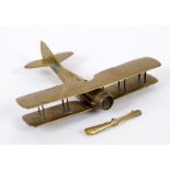 GREAT WAR AVIATION - A BRASS TRENCH ART MODEL OF A FRENCH FIGHTER AIRCRAFT of detailed