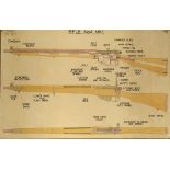 SECOND WORLD WAR - LEE ENFIELD RIFLE NO.4 MK1 - A LIFE SIZE INSTRUCTIONAL DRAWING inscribed 'HMS