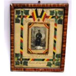 GREAT WAR - A RARE BELGIAN PRISONER OF WAR FOLK ART COMMEMORATIVE PHOTOGRAPH AND WATERCOLOUR MOUNT a