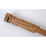 GREAT WAR - A RARE RUSSIAN PRISONER OF WAR COMMEMORATIVE WALKING CANE carved with a clenched fist