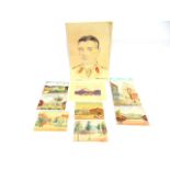 SECOND WORLD WAR - OFLAG IIB - A COLLECTION OF EIGHT FRENCH PRISONER OF WAR WATERCOLOURS each