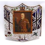 GREAT WAR - A PORTRAIT STUDY OF GEORGE V, OIL ON BOARD in full army uniform, standing beside an