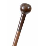 GREAT WAR - A BRITISH OFFICER'S COMPRESSED DISC AND LAMINATED WALKING CANE with globular grip and