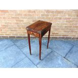 A MAHOGANY SOLITAIRE CARD TABLE fitted with single drawer on square tapering supports, 30cm wide