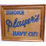 A PLAYER'S CIGARETTES ADVERTISING PRINT 'Smoke / Player's / Navy Cut', with pale blue lettering