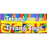 TWO TRI-ANG RETAILER'S PRINTED PAPER BANNERS circa 1960s, comprising 'Tri-ang Toys' and 'Tri-ang