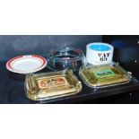 BREWERIANA - FIVE CERAMIC & GLASS ASH-TRAYS including Taunton Cider and Quantock Vale Cider Co.