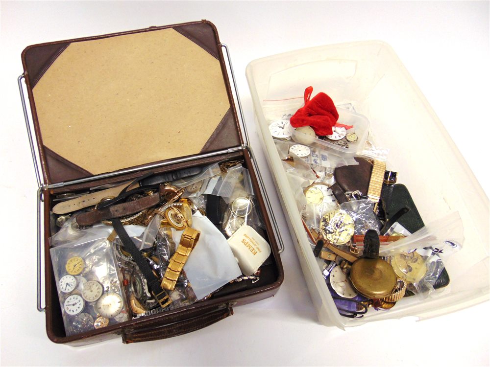 A LARGE COLLECTION OF ASSORTED WRIST WATCHES and pocket watch movements, with some complete watches