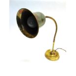 A BRASS STUDENTS TABLE LAMP with adjustable arm, Christopher Wray label to base