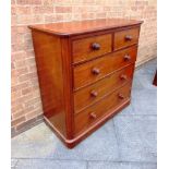 A VICTORIAN MAHOGANY CHEST OF TWO SHORT AND THREE LONG DRAWERS on plinth base, 113cm wide 52cm