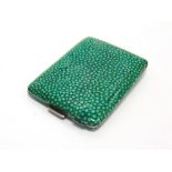 A SHAGREEN COVERED SILVER BOOK OF MATCHES CASE maker M & F, London 1934, 43g (1.3 troy ozs) gross