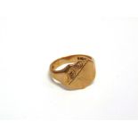 A 9 CARAT GOLD SIGNET RING finger size R 1/2, 5.8g gross