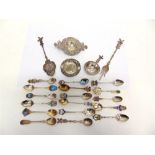 A COLLECTION OF NINE SILVER AND ENAMEL SOUVENIR SPOONS 130g (4.1 troy ozs) gross, seven metal