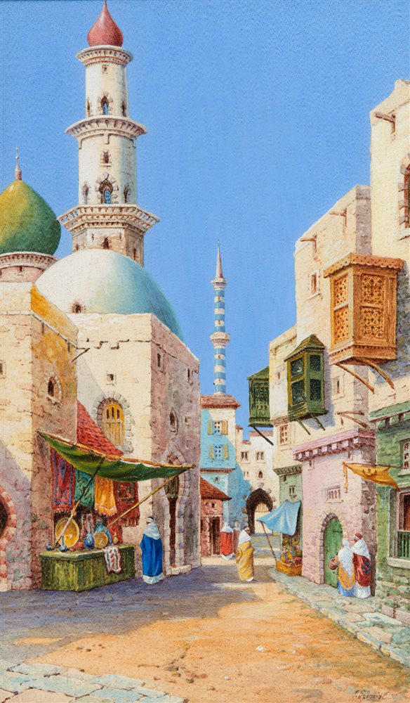 J. SCHMIDT (EARLY 20TH CENTURY) North African Street Scene, watercolour, signed lower right and