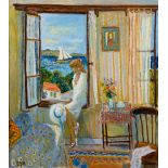 ASH (20TH CENTURY) The Window Seat, oil on canvas, 85cm x 75cm.