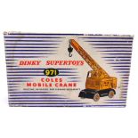 A DINKY NO.971, COLES MOBILE CRANE yellow with a black chassis and yellow grooved hubs, excellent