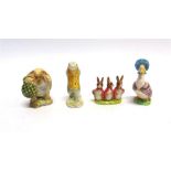 FOUR BESWICK BEATRIX POTTER FIGURES: 'Mr Alderman Ptolemy', 'Sir Isaac Newton', 'Flopsy Mopsy and