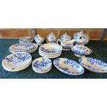 A VICTORIAN RIDGWAYS DOLLS MINIATURE OR SAMPLE SERVICE underglaze blue printed in the 'Maidens