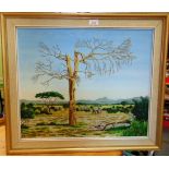 A.C. DALZELL (20TH CENTURY) 'Dead Tree, Amboseli', oil on board, signed lower left, titled to