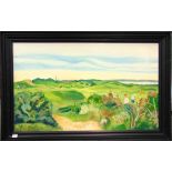 TIM HOBSON Burnham & Berrow Golf Course the 18th Tee An oil on board, signed 58.5 x 99 cm