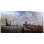 C.V. POPHAM (BRITISH, LATER 19TH CENTURY) Shipping Off Ostend Harbour, oil on canvas, signed lower